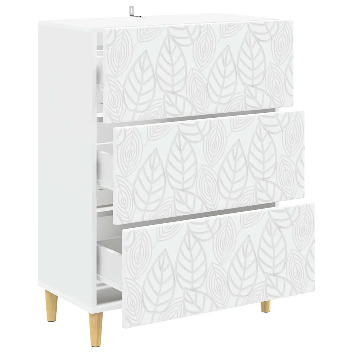 Drawer Cabinet Storage Living Room White Rectangular Engineered Wood 66 x 34.5 x 90 cm