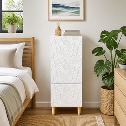 Drawer Cabinet White Storage Unit with Engineered Wood Frame Hallway Living