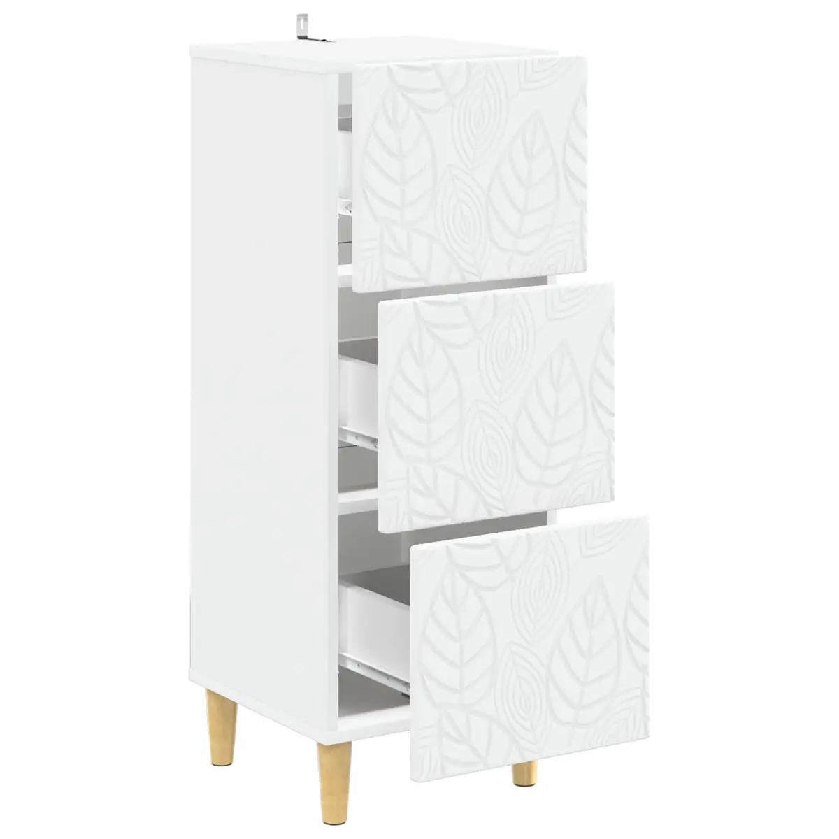 Drawer Cabinet White Storage Unit with Engineered Wood Frame Hallway Living
