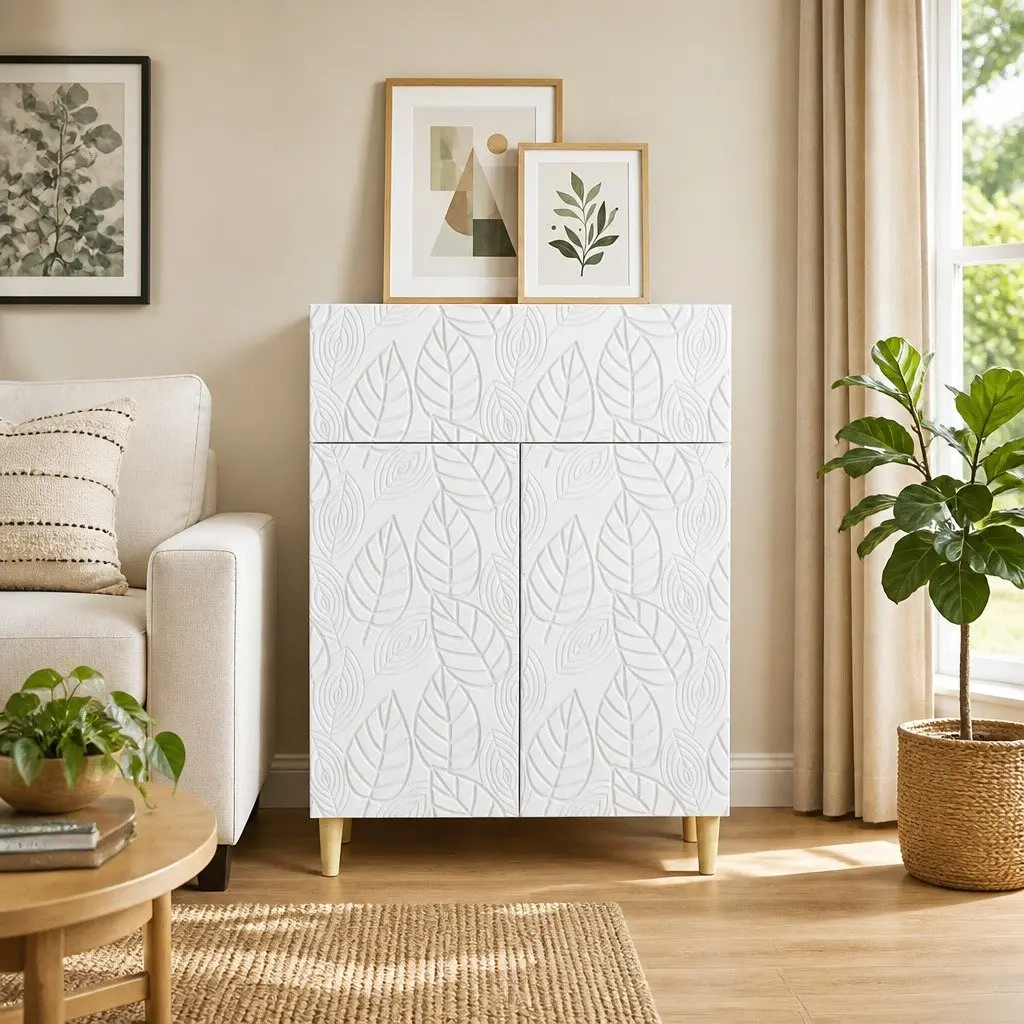 Sideboard Storage Cabinet for Home 66cm Wide Engineered Wood with Swing Doors and Shelves