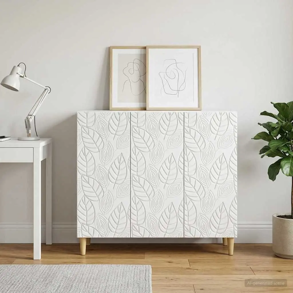 Sideboard White Living Room 89 x 34.5 x 80 cm Storage Cabinet