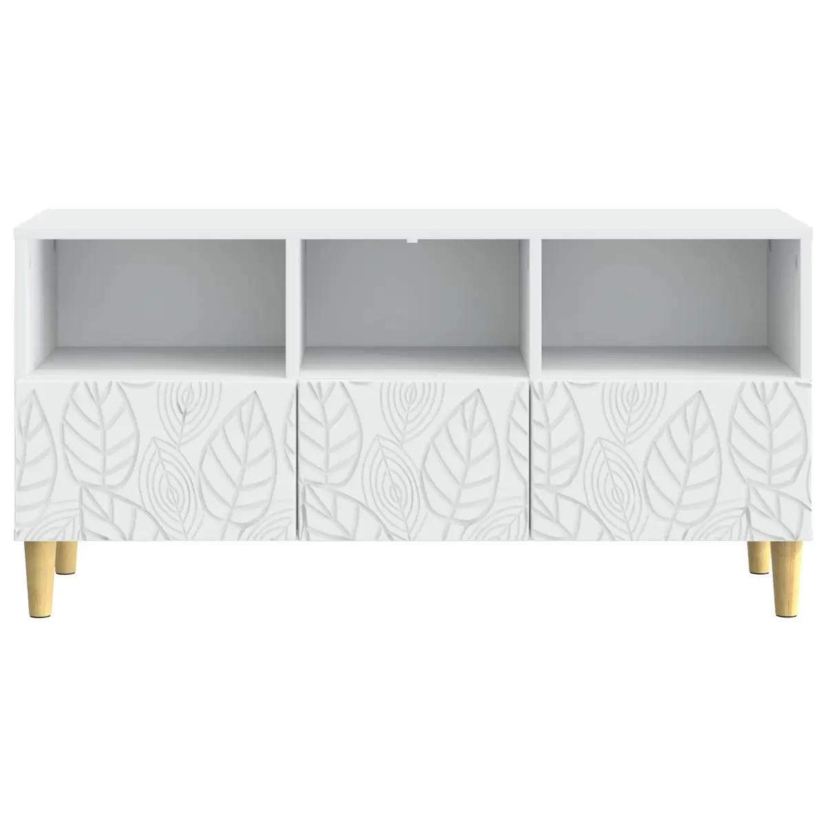 White TV Cabinet with Solid Eucalyptus Legs