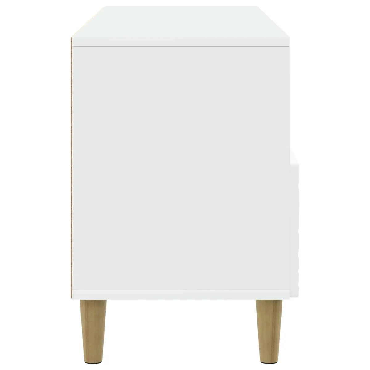 White TV Cabinet with Solid Eucalyptus Legs