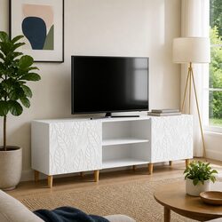 Dimensions: 150cm White Engineered Wood TV Cabinet