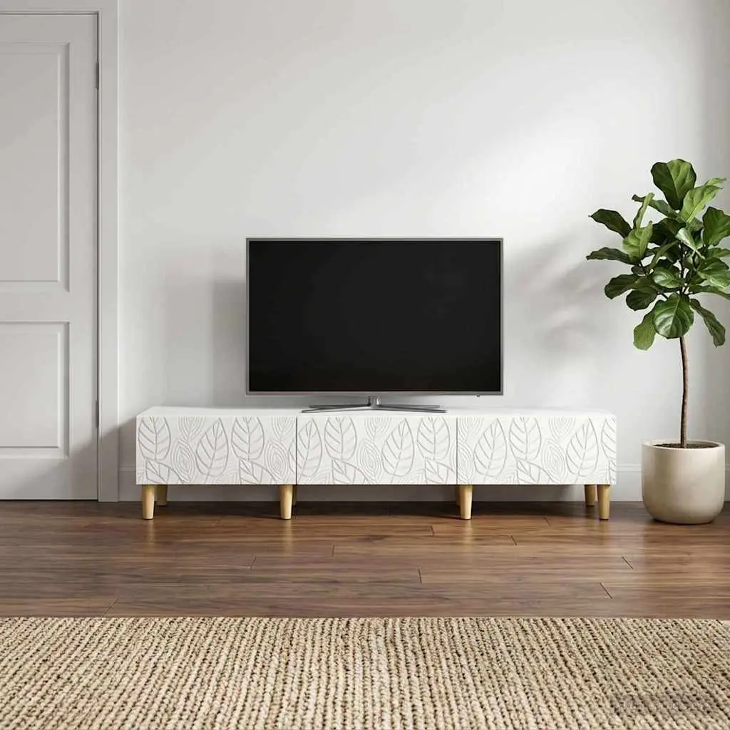 TV Cabinet Lounge 147 x 34.5 x 30 cm White Engineered Wood Storage Unit