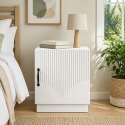 43 x 34.5 x 47 cm White Bedside Table with Storage