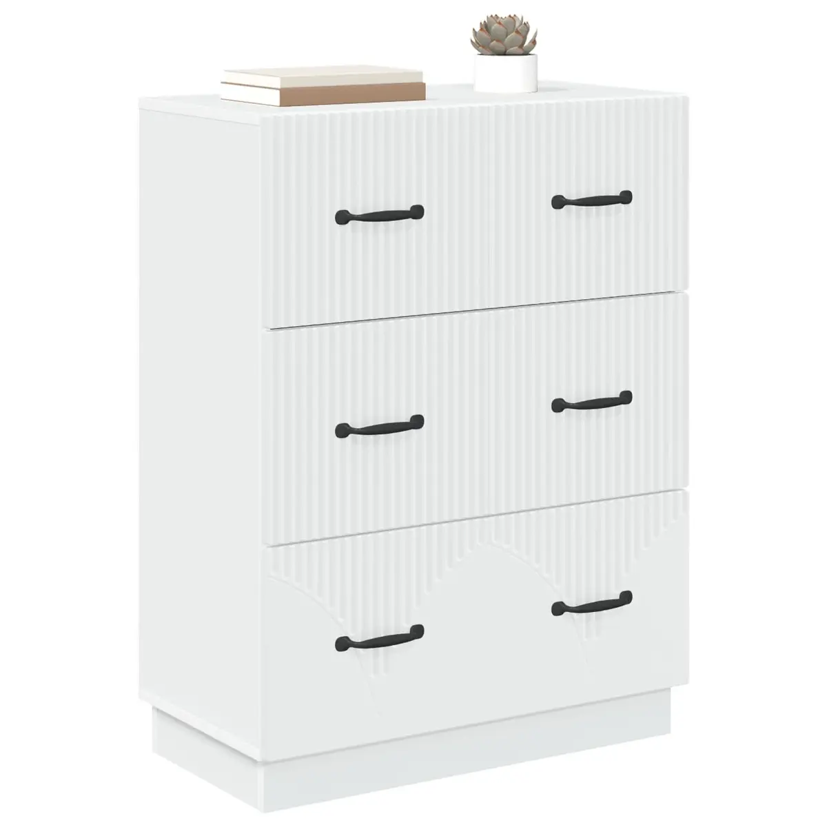 Drawer Cabinet White for Home Office 66 x 34.5 x 87 cm Storage Cupboard with Lockable Doors