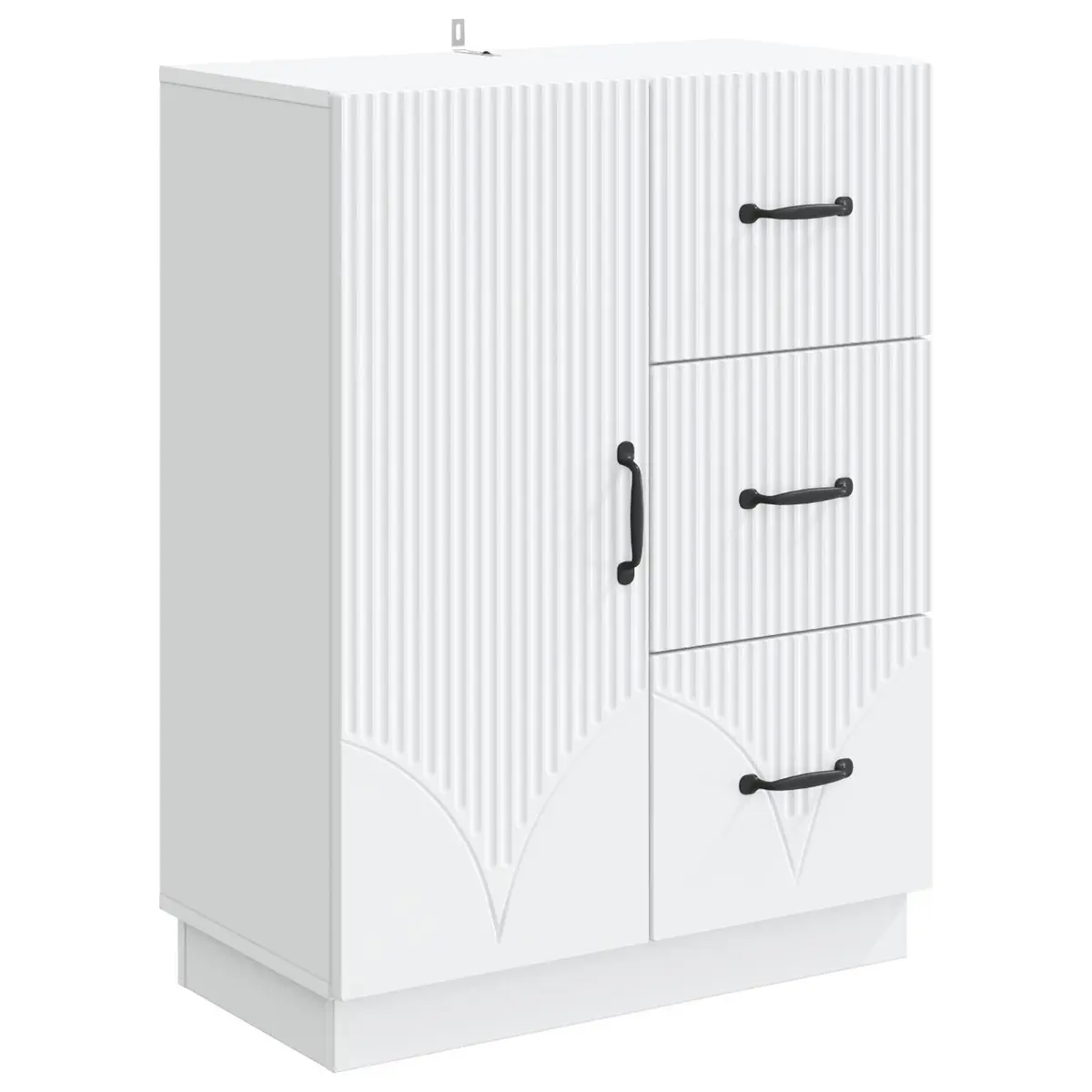 Storage Sideboard Engineered Wood White 66 x 34.5 x 87 cm Buffet Unit for Dining Room Living Area Entryway with Compartments Drawers Shelves