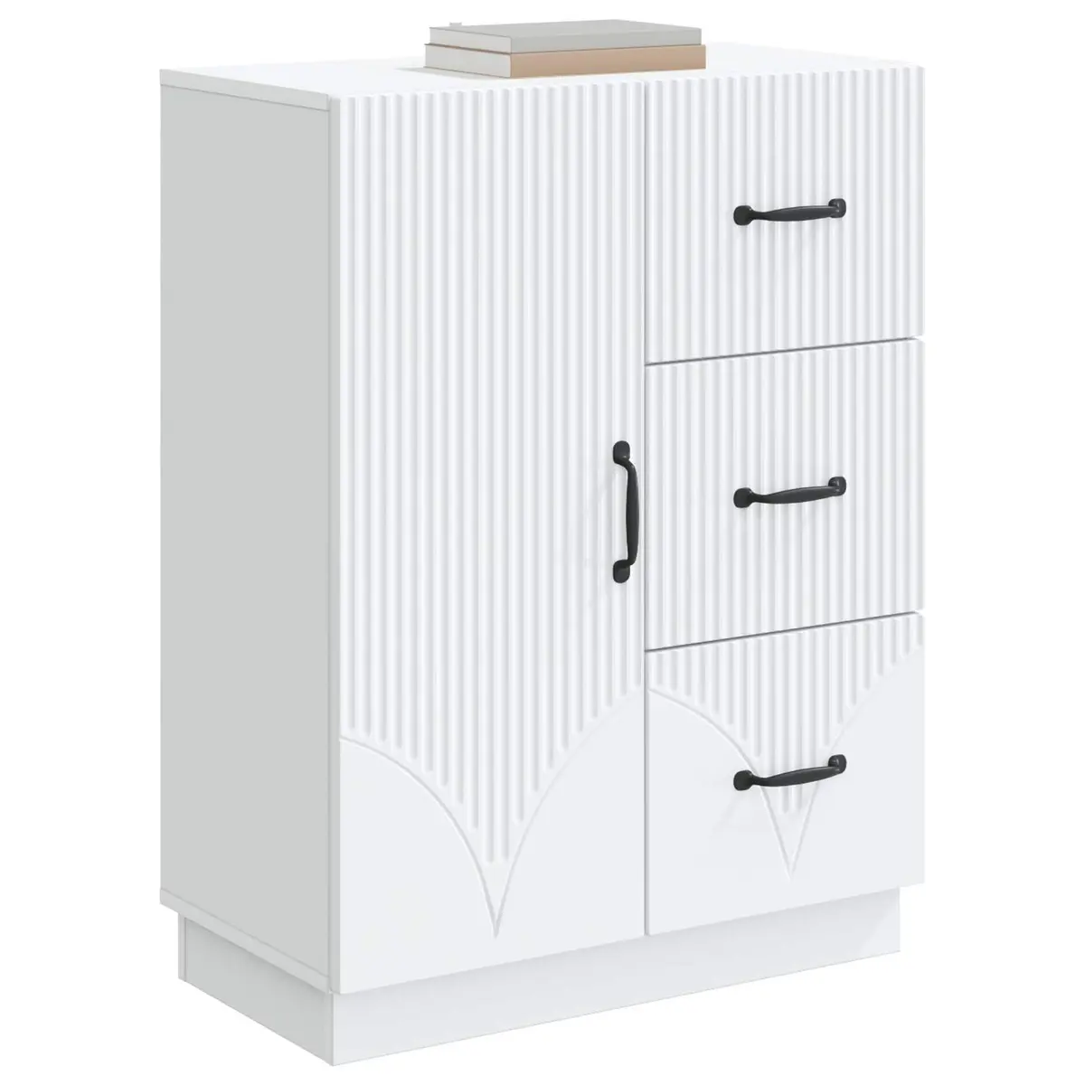 Storage Sideboard Engineered Wood White 66 x 34.5 x 87 cm Buffet Unit for Dining Room Living Area Entryway with Compartments Drawers Shelves