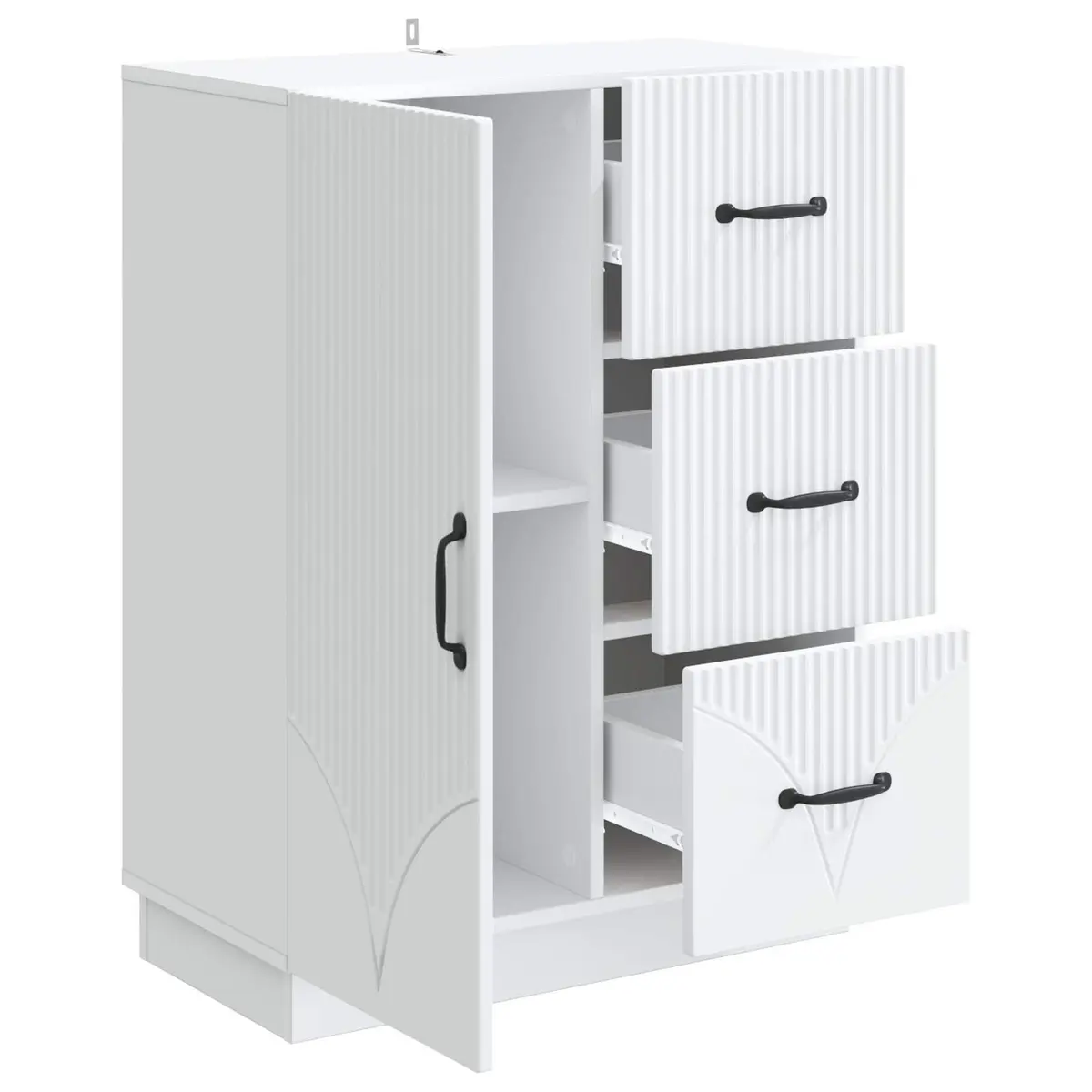 Storage Sideboard Engineered Wood White 66 x 34.5 x 87 cm Buffet Unit for Dining Room Living Area Entryway with Compartments Drawers Shelves