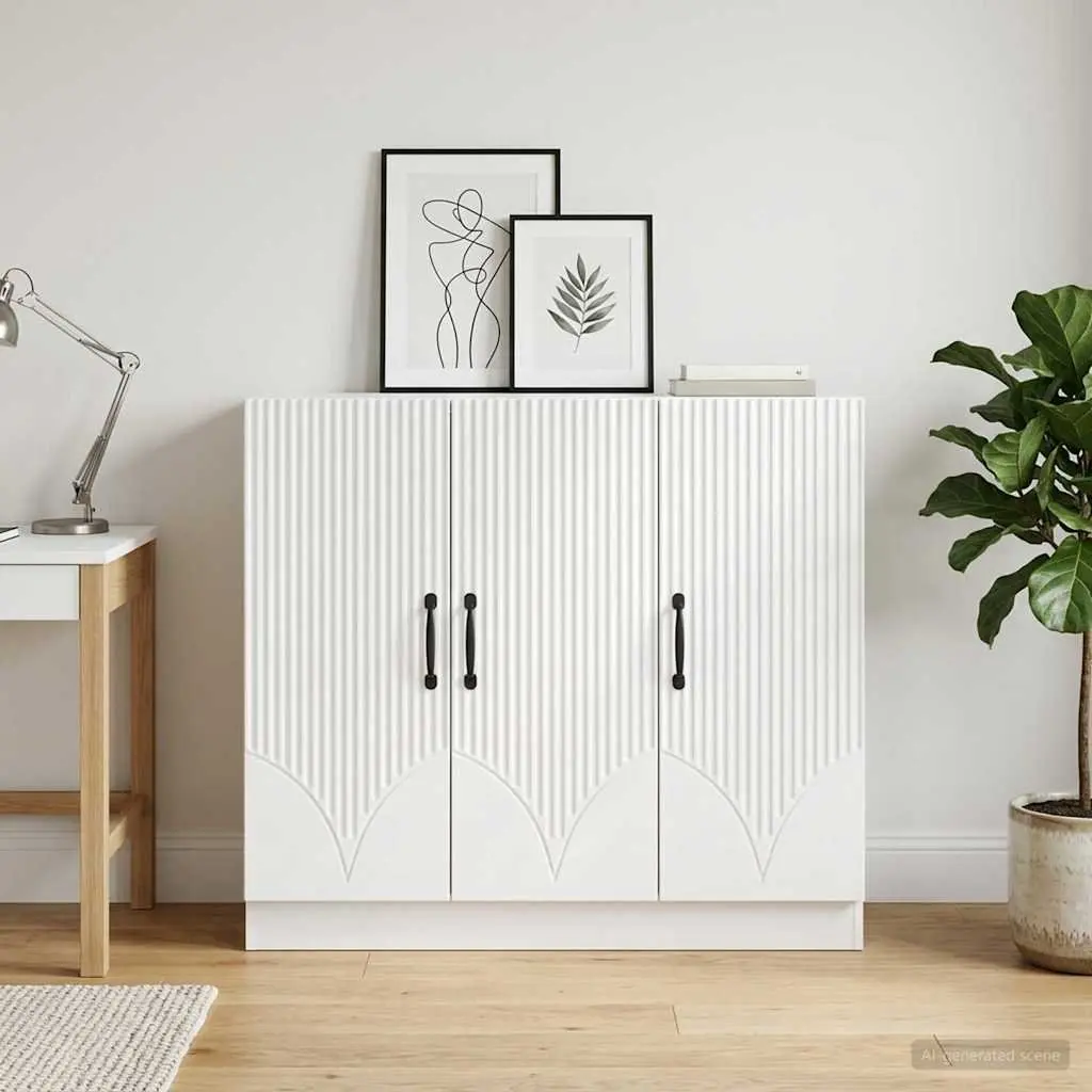 White Sideboard Modern Storage Cabinet Buffet Dining Room Furniture Engineered
