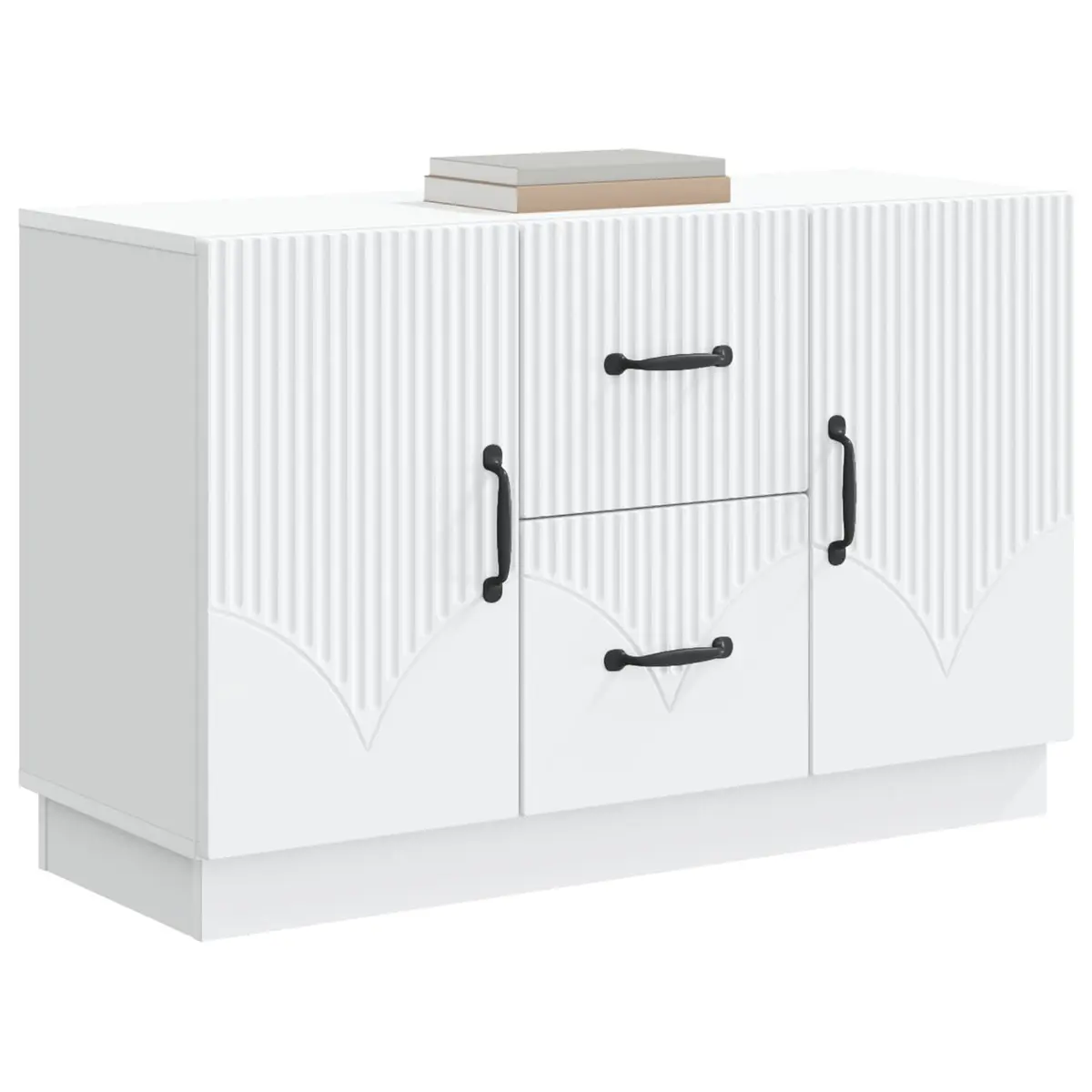Sideboard White Storage Cabinet Living Room Furniture Engineered Wood