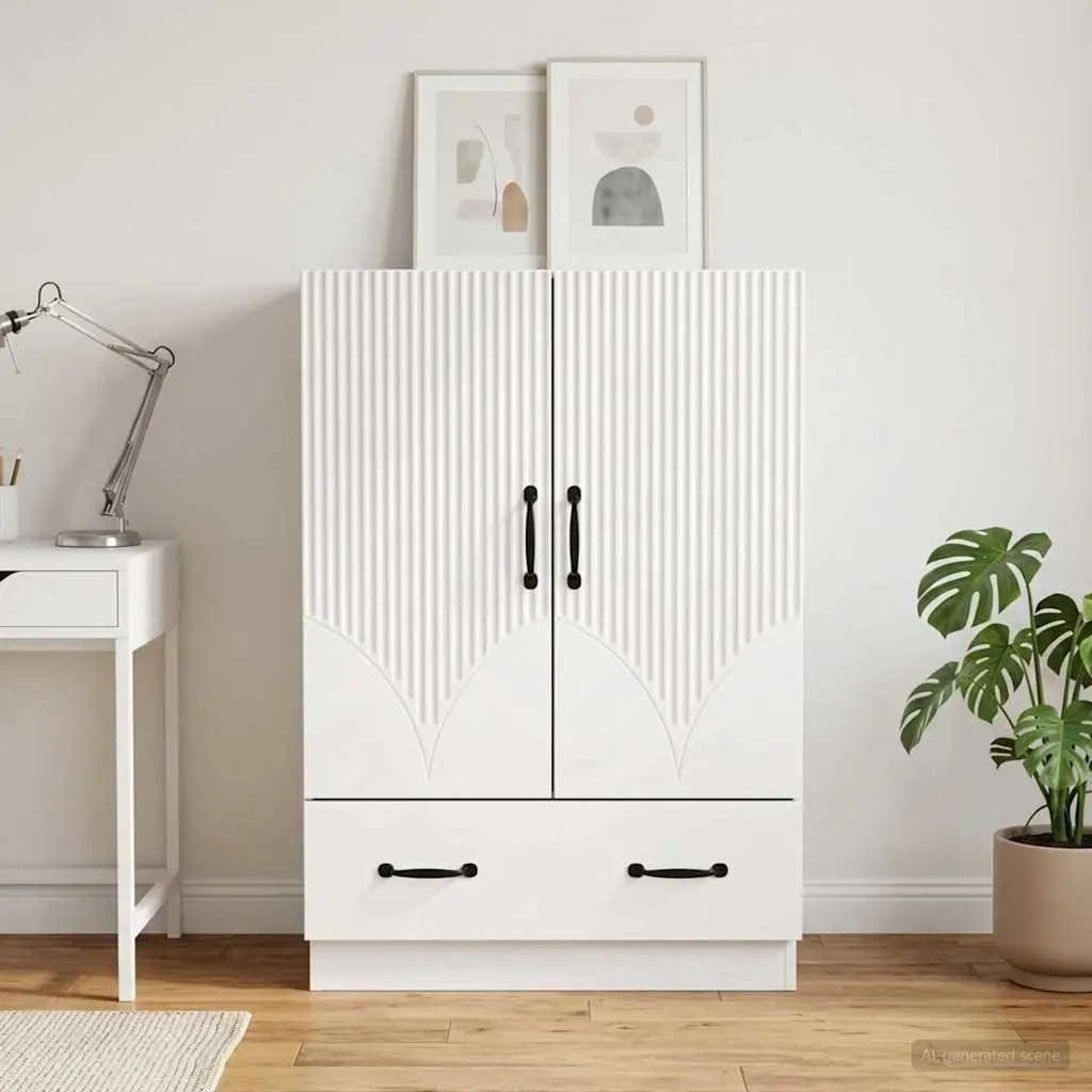 White Sideboard Storage Cabinet for Dining Room 66cm Engineered Wood