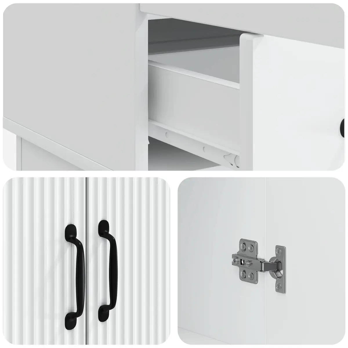 White Sideboard Storage Cabinet for Dining Room 66cm Engineered Wood