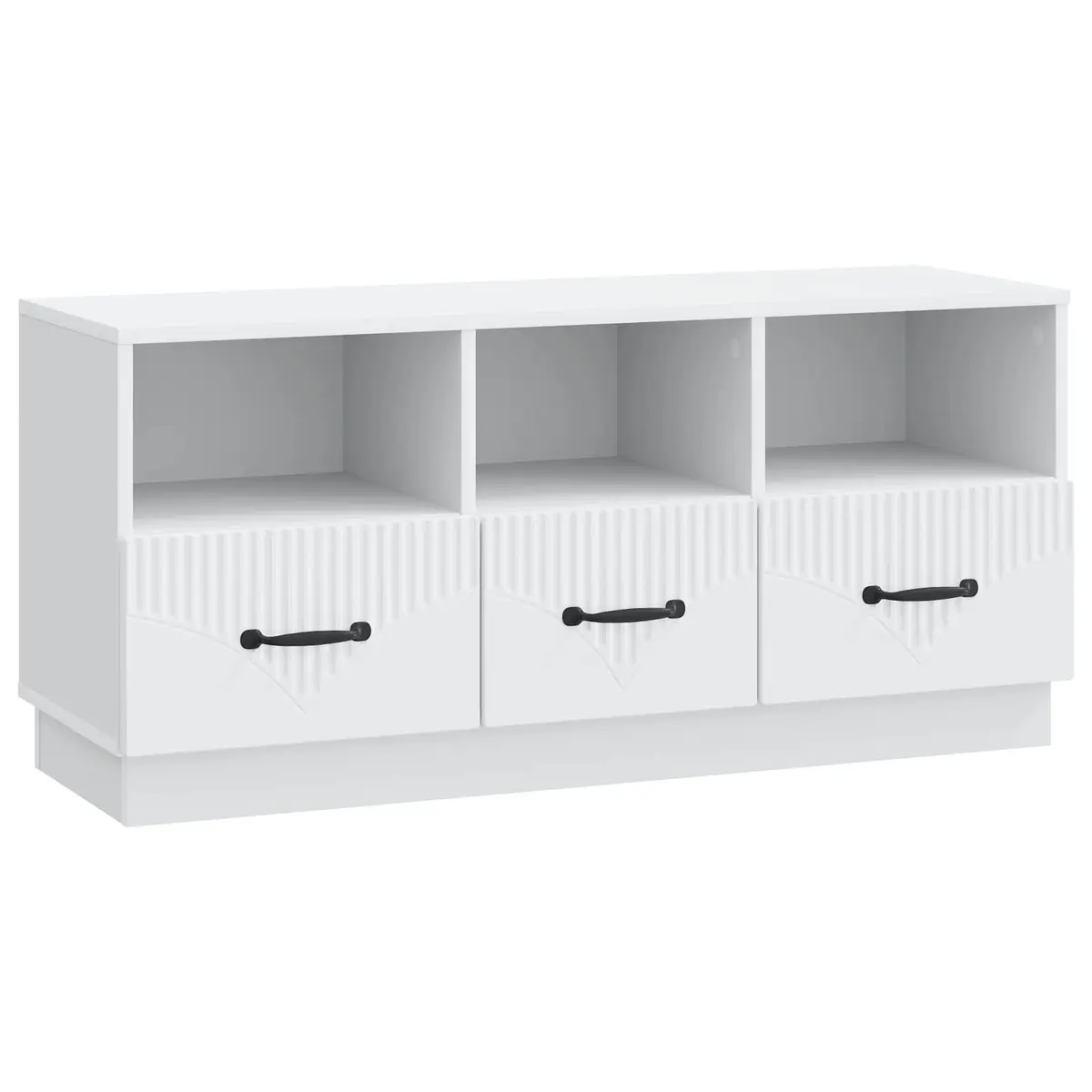 TV Cabinet Living Room White Engineered Wood Storage Unit with Drawer
