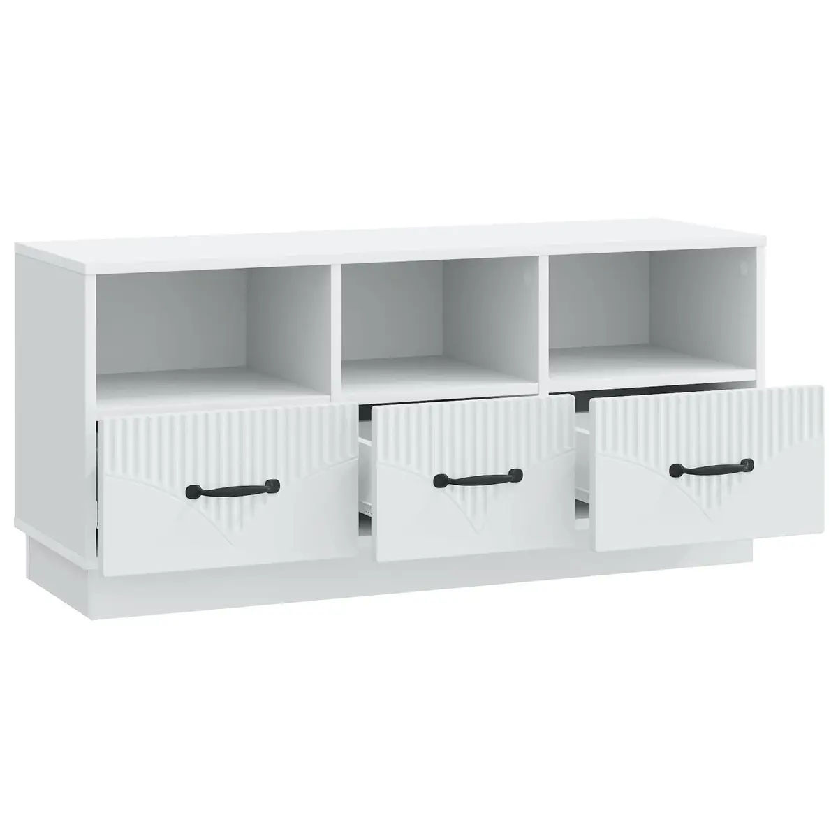 TV Cabinet Living Room White Engineered Wood Storage Unit with Drawer