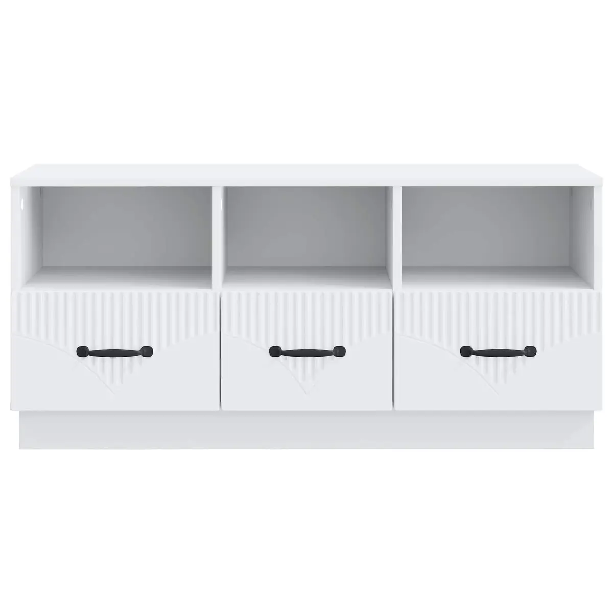 TV Cabinet Living Room White Engineered Wood Storage Unit with Drawer