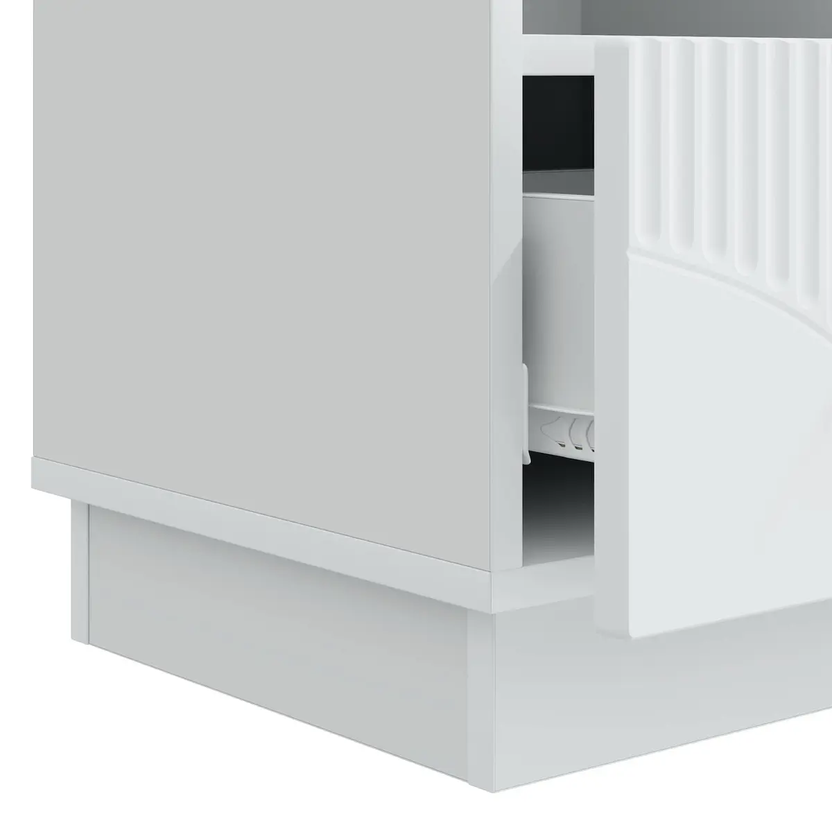 TV Cabinet Living Room White Engineered Wood Storage Unit with Drawer