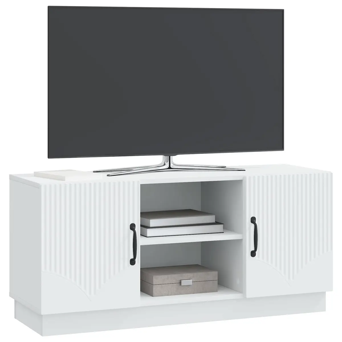 White TV Cabinet Entertainment Centre for Living Room 102 x 34.5 x 47 cm