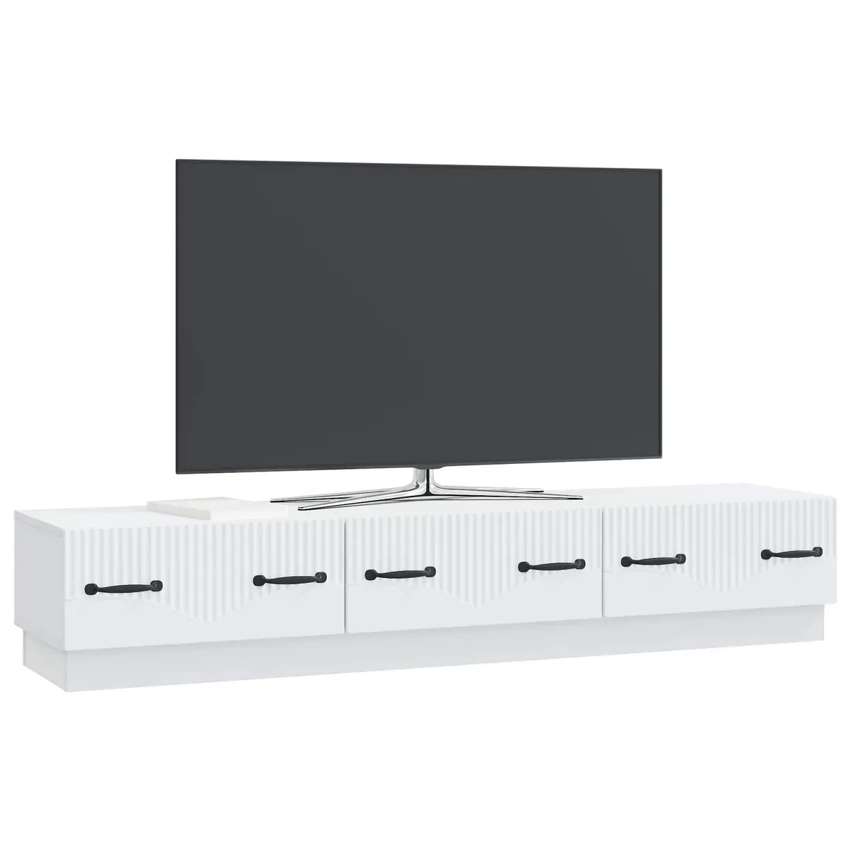 TV Cabinet Entertainment Unit Living Room White Engineered Wood 147 x 34.5 x 27 cm