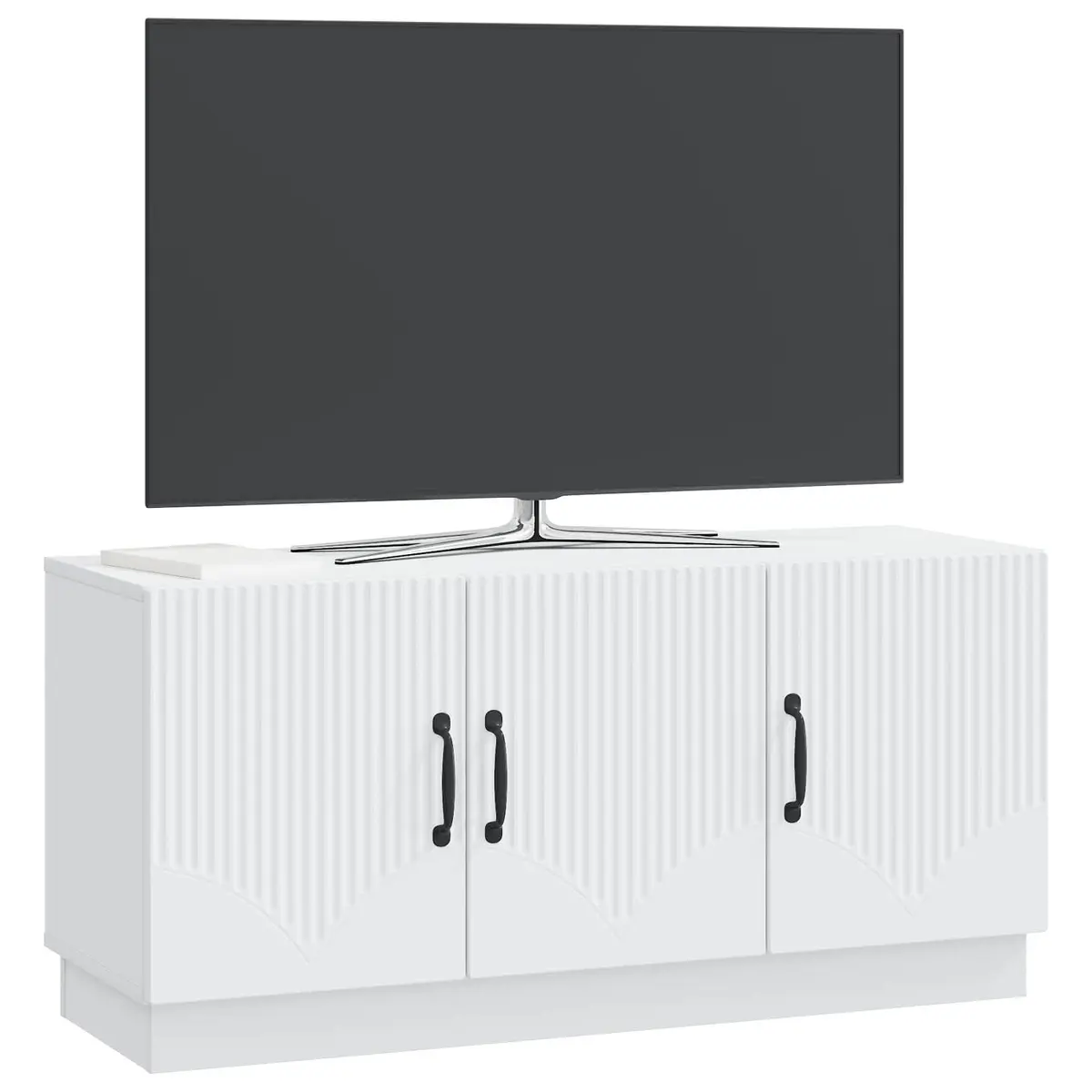 TV Stand Living Room White Media Unit Storage Shelves Drawers 99cm
