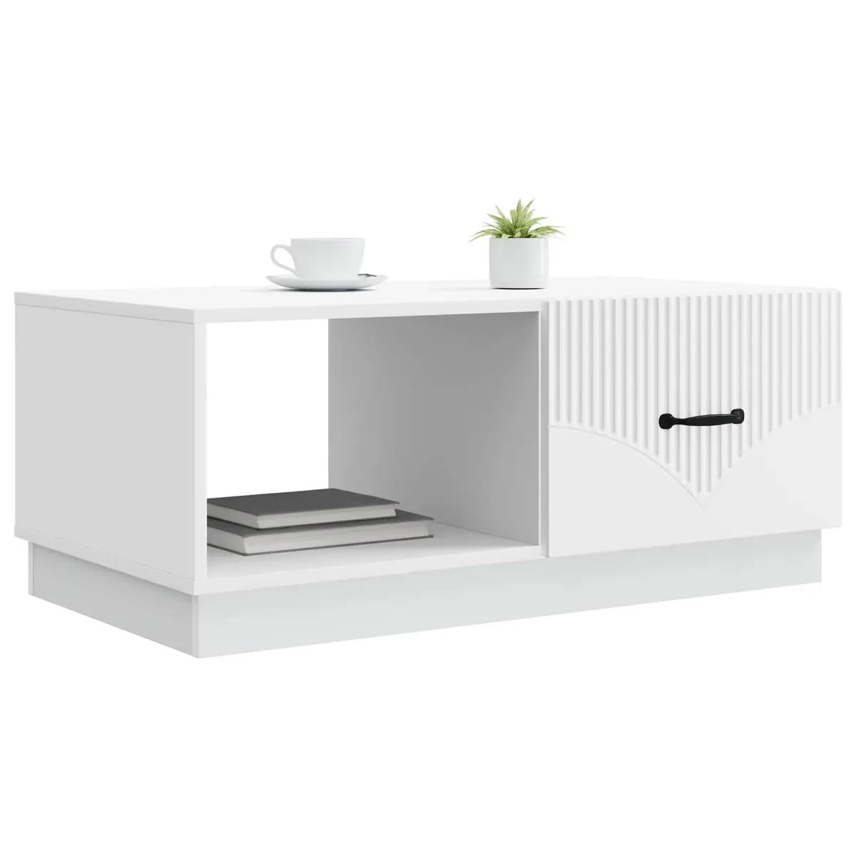 Coffee Table White Storage Cabinet 90x50x37 cm Modern Living Room Accent