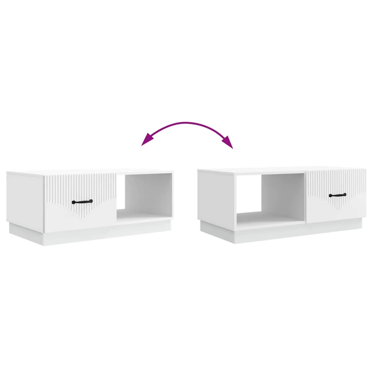 Coffee Table White Storage Cabinet 90x50x37 cm Modern Living Room Accent