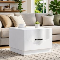 White Coffee Table Dimensions: 49x50x37 cm with Drawer