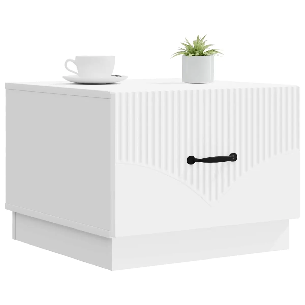 Coffee Table with Drawer White Modern Living Room Storage Accent Furniture