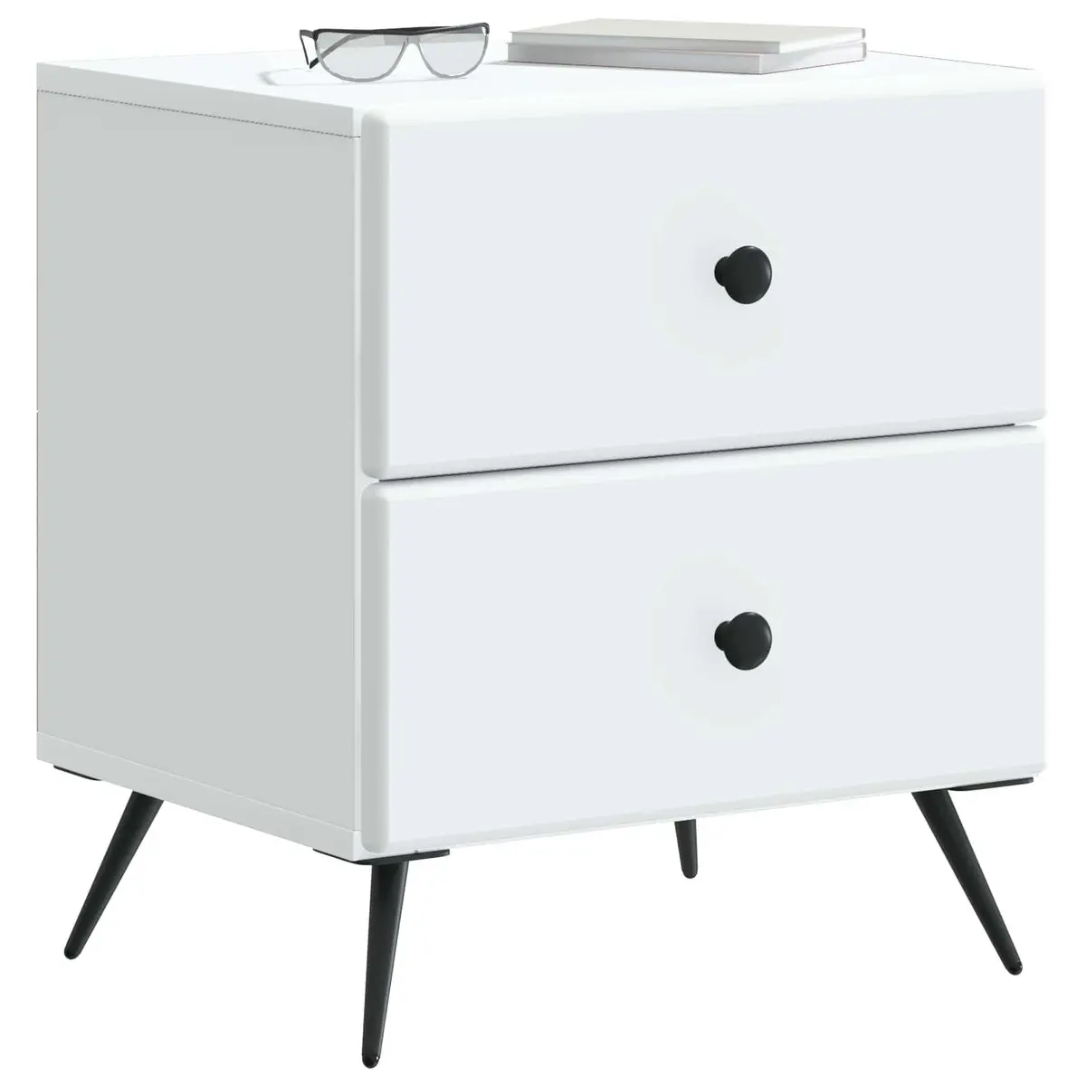 Bedside Cabinet White Bedroom Storage Table 43 x 34.5 x 47.5 cm