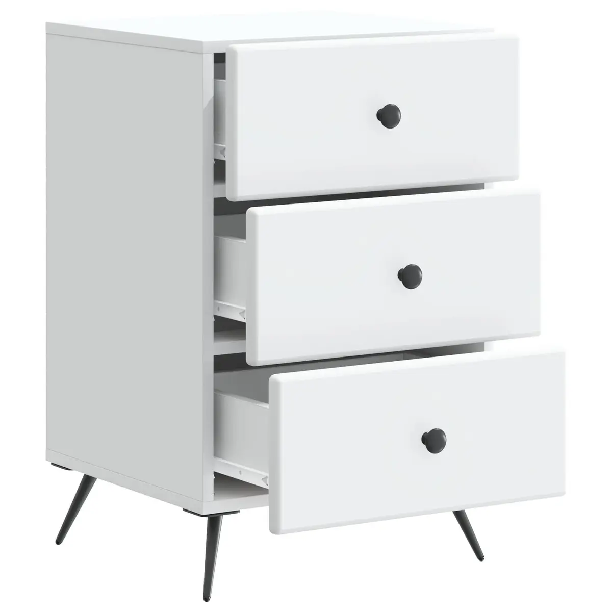 Bedside Cabinet White Modern Bedroom Nightstand Storage Drawer Engineered Wood