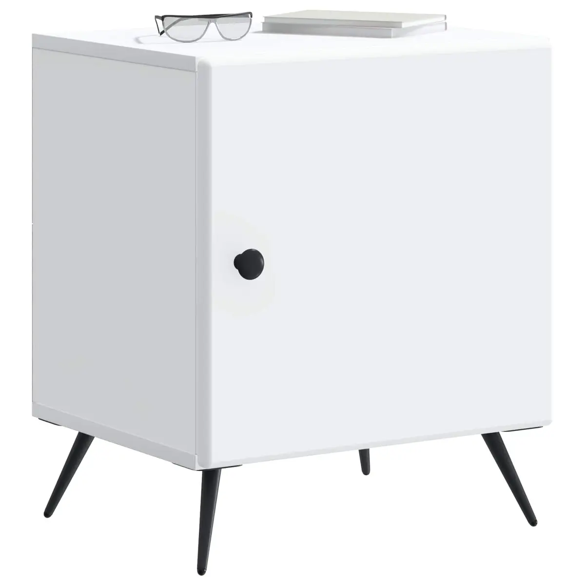 Bedside Cabinet White Modern Nightstand Storage Bedroom 43x34.5x50cm
