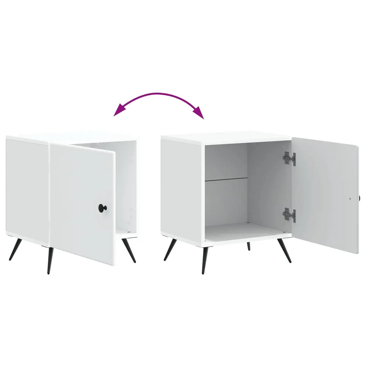 Bedside Cabinet White Modern Nightstand Storage Bedroom 43x34.5x50cm