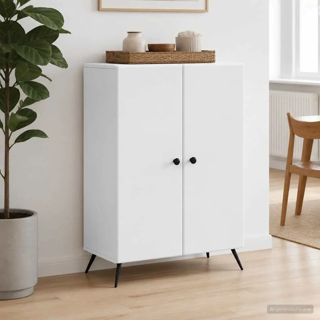 Sideboard White Engineered Wood Storage Cabinet Buffet 66 x 34.5 x 90 cm