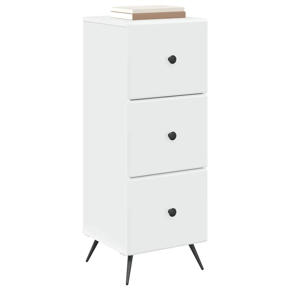 White Drawer Storage Cabinet for Home or Office 33 x 34.5 x 90 cm Engineered Wood Adjustable Shelves