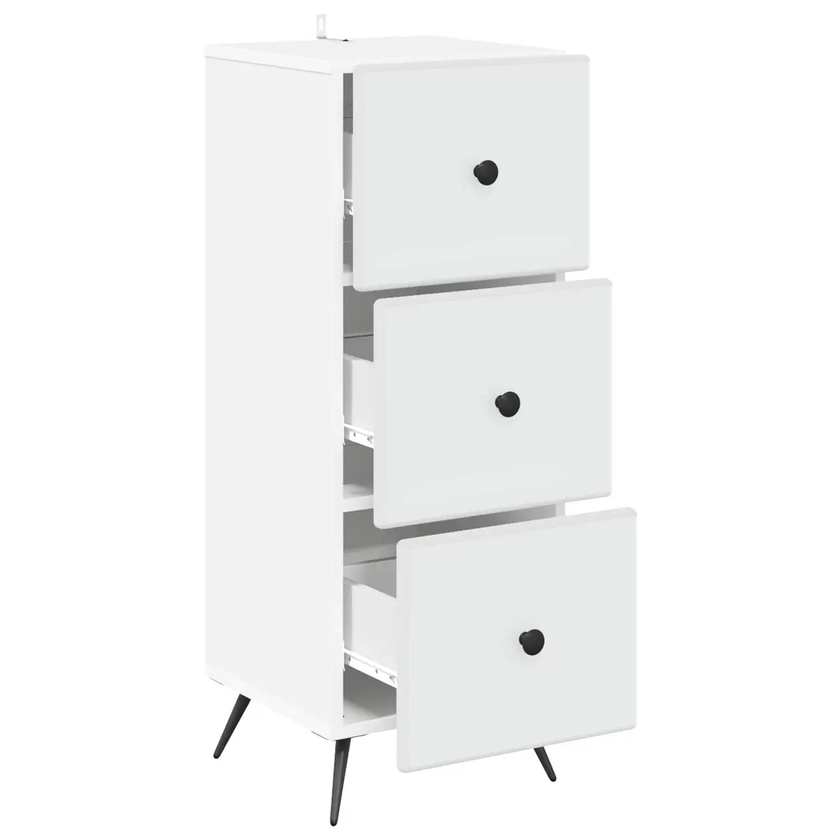 White Drawer Storage Cabinet for Home or Office 33 x 34.5 x 90 cm Engineered Wood Adjustable Shelves