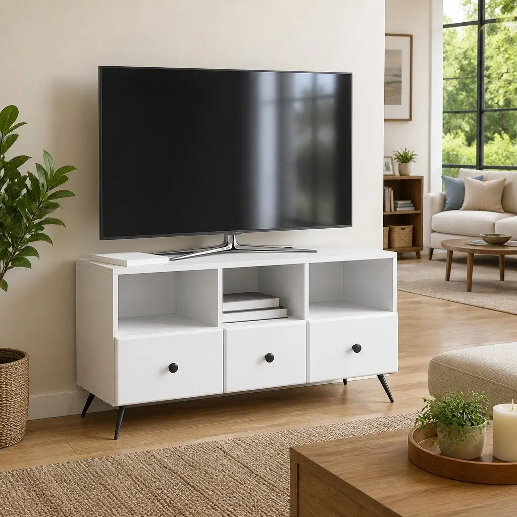 TV Cabinet for Living Room White Engineered Wood 102 x 34.5 x 50 cm