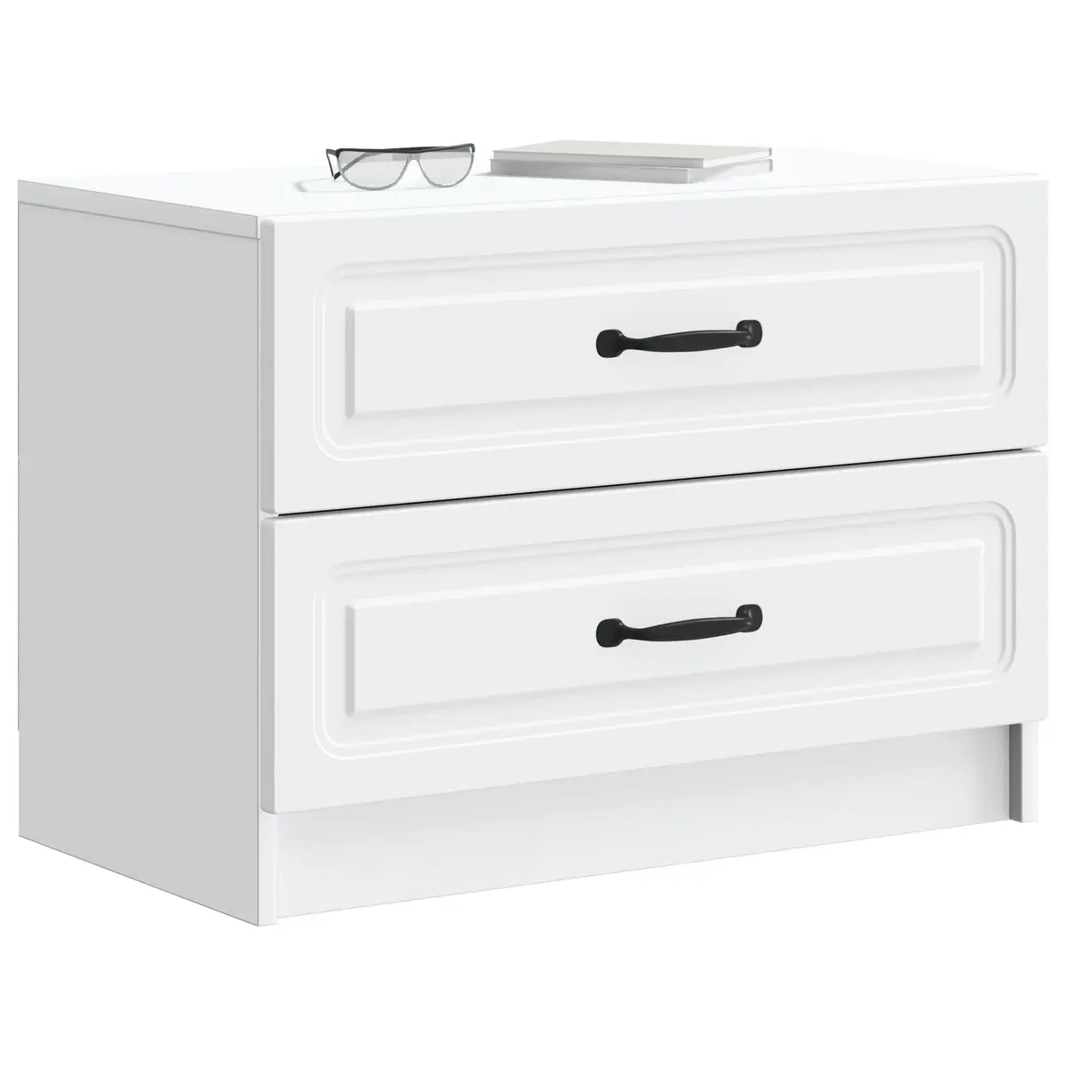 Bedside Cabinet White 62x34.5x44.5cm Bedroom Storage Drawer Engineered Wood
