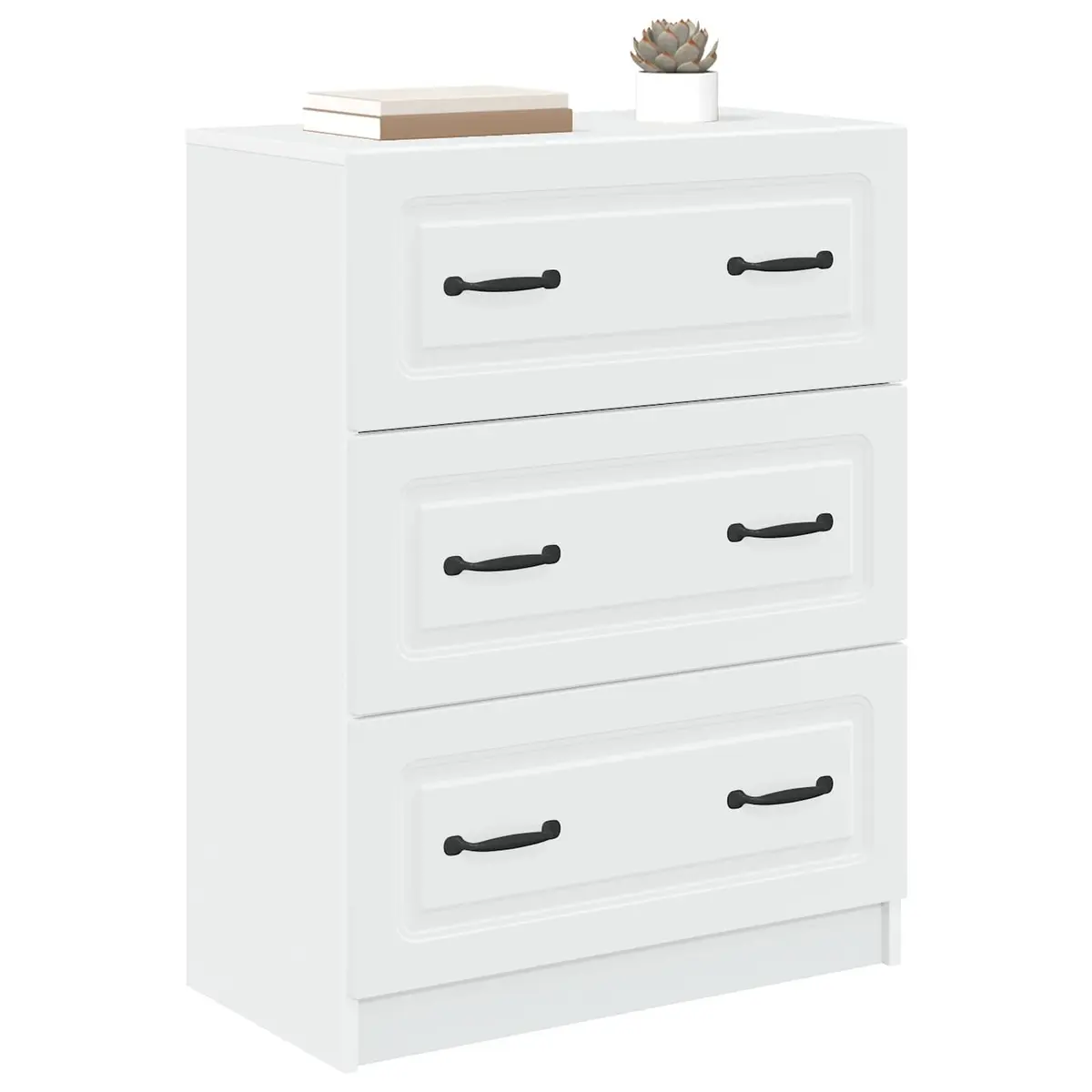 Drawer Cabinet White Modern Storage Furniture 66 x 34.5 x 87 cm