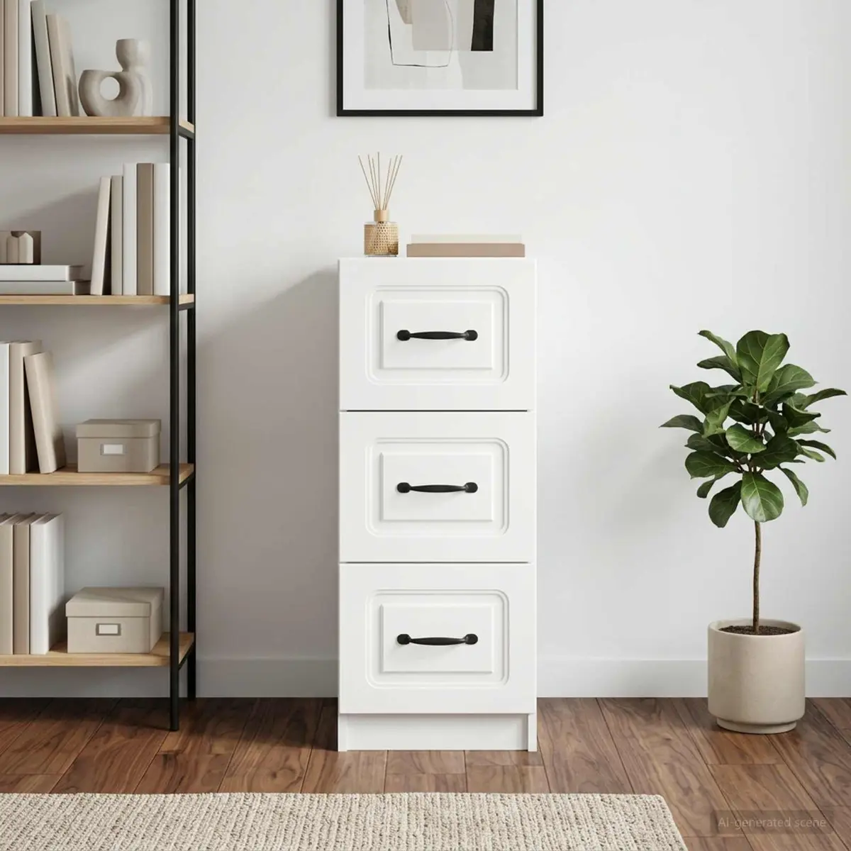 Drawer Cabinet Storage Unit for Bedroom Living Room White