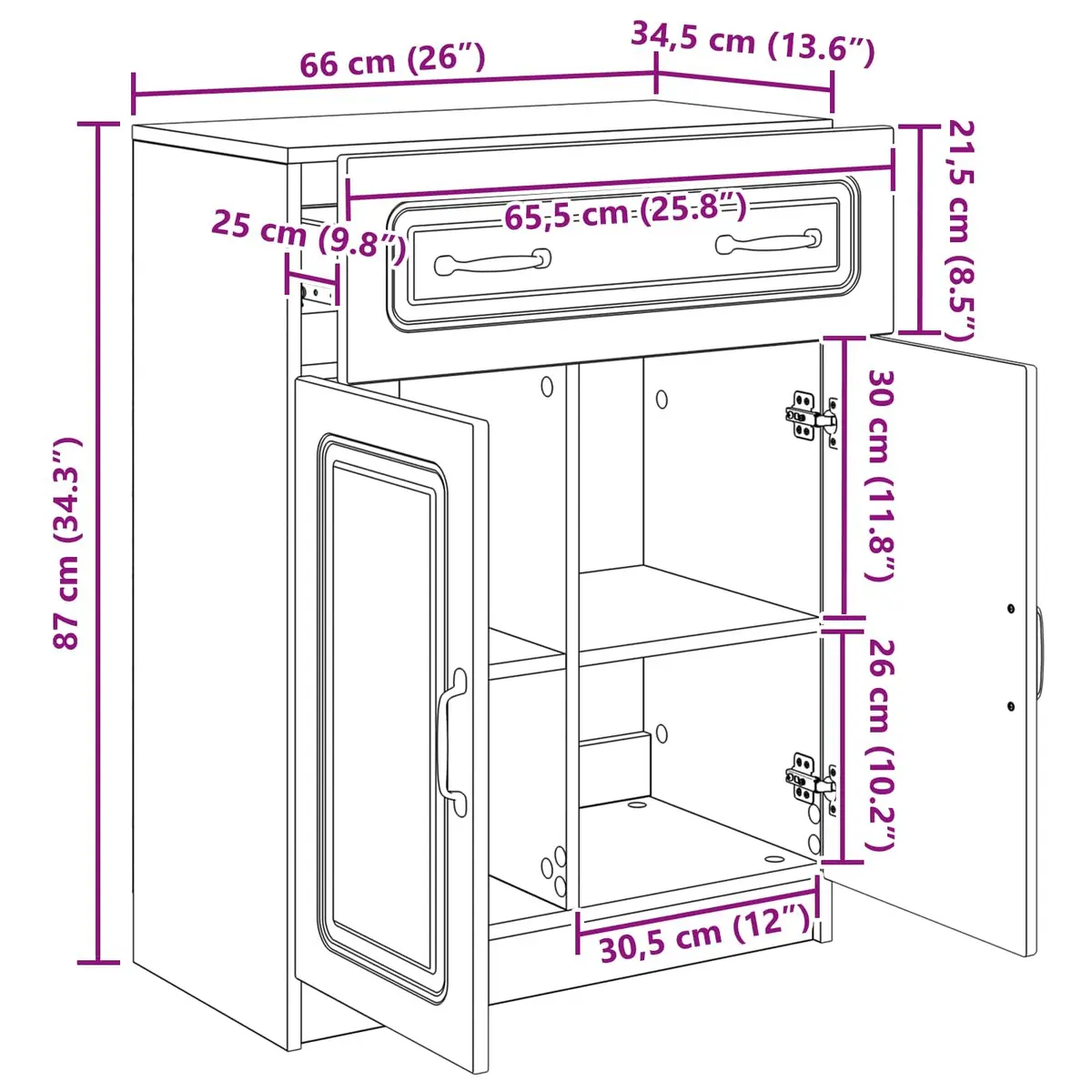 Modern White Sideboard Storage Cabinet Living Room Dining Furniture Engineered
