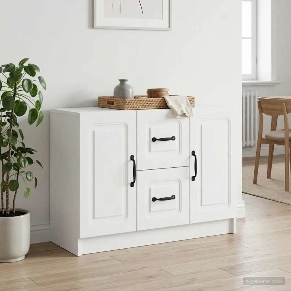 White Sideboard Storage Cabinet Dining Room 89 x 34.5 x 57 cm