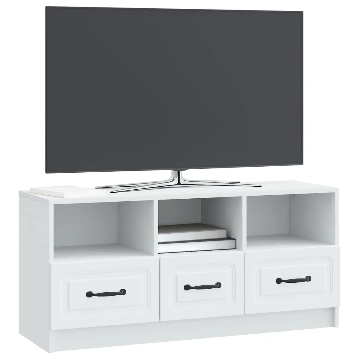 White TV Cabinet Living Room Storage Unit 102 x 34.5 x 47 cm