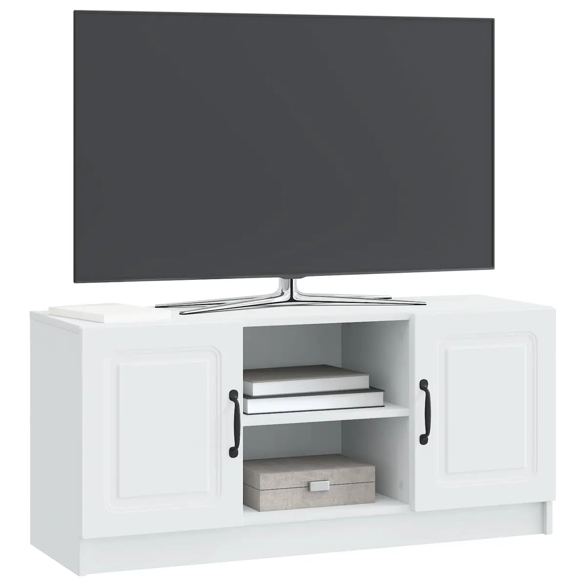 White Modern Engineered Wood TV Cabinet