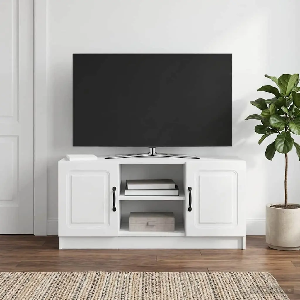 White Modern Engineered Wood TV Cabinet
