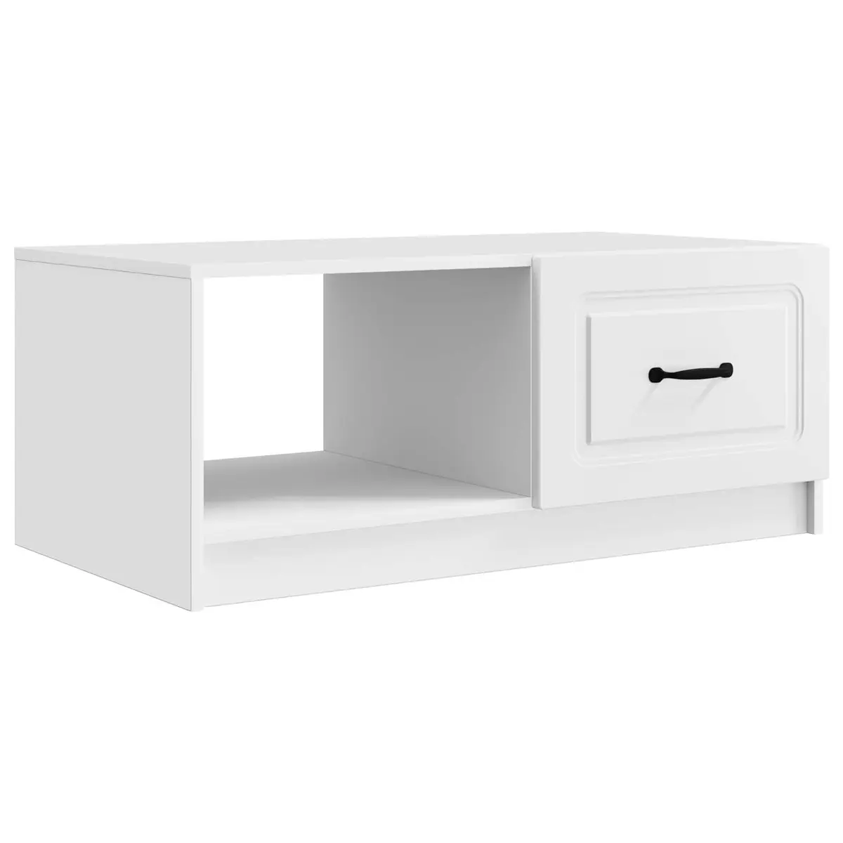 Coffee Table White 90 x 50 x 37 cm Storage Accent Table with Swing Doors