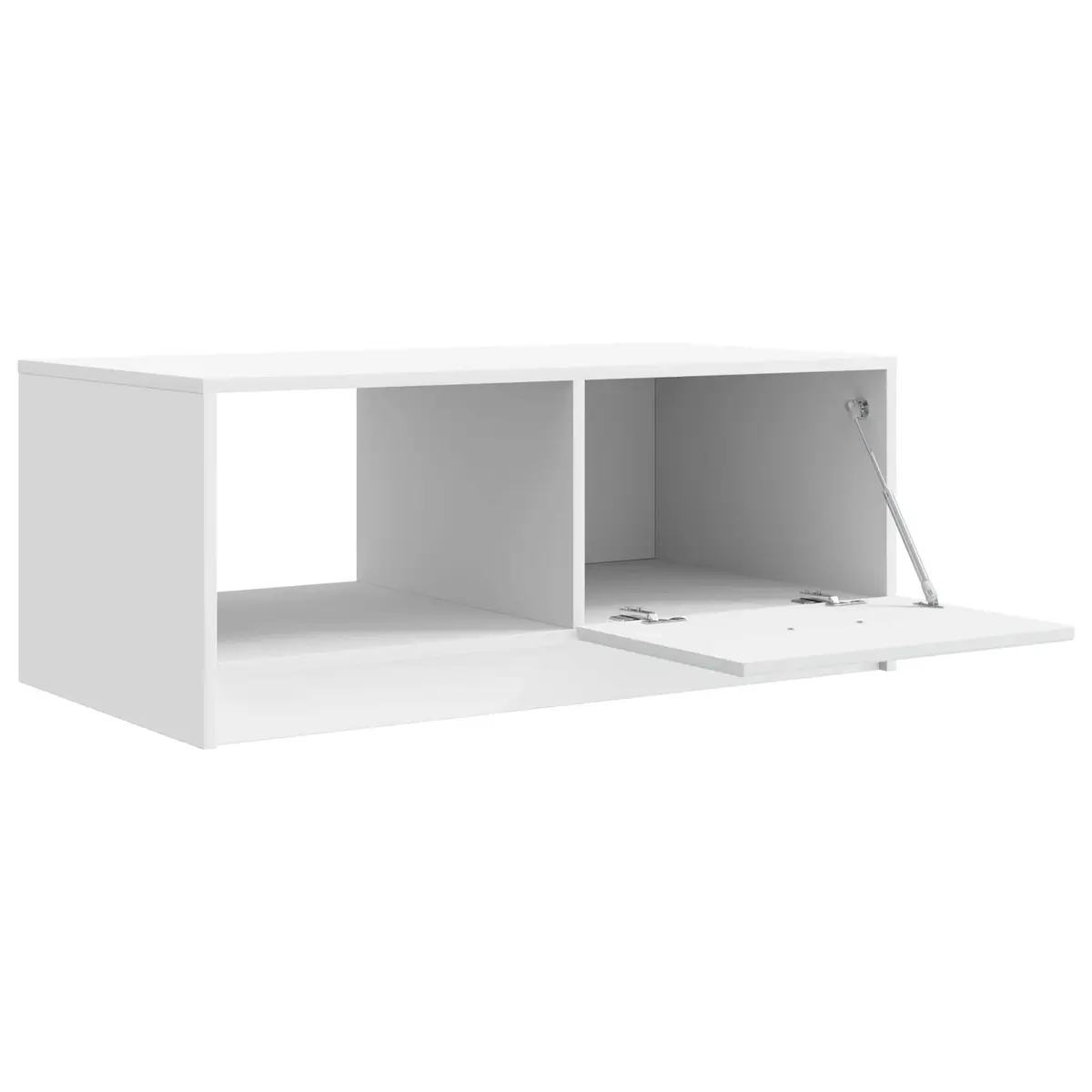 Coffee Table White 90 x 50 x 37 cm Storage Accent Table with Swing Doors