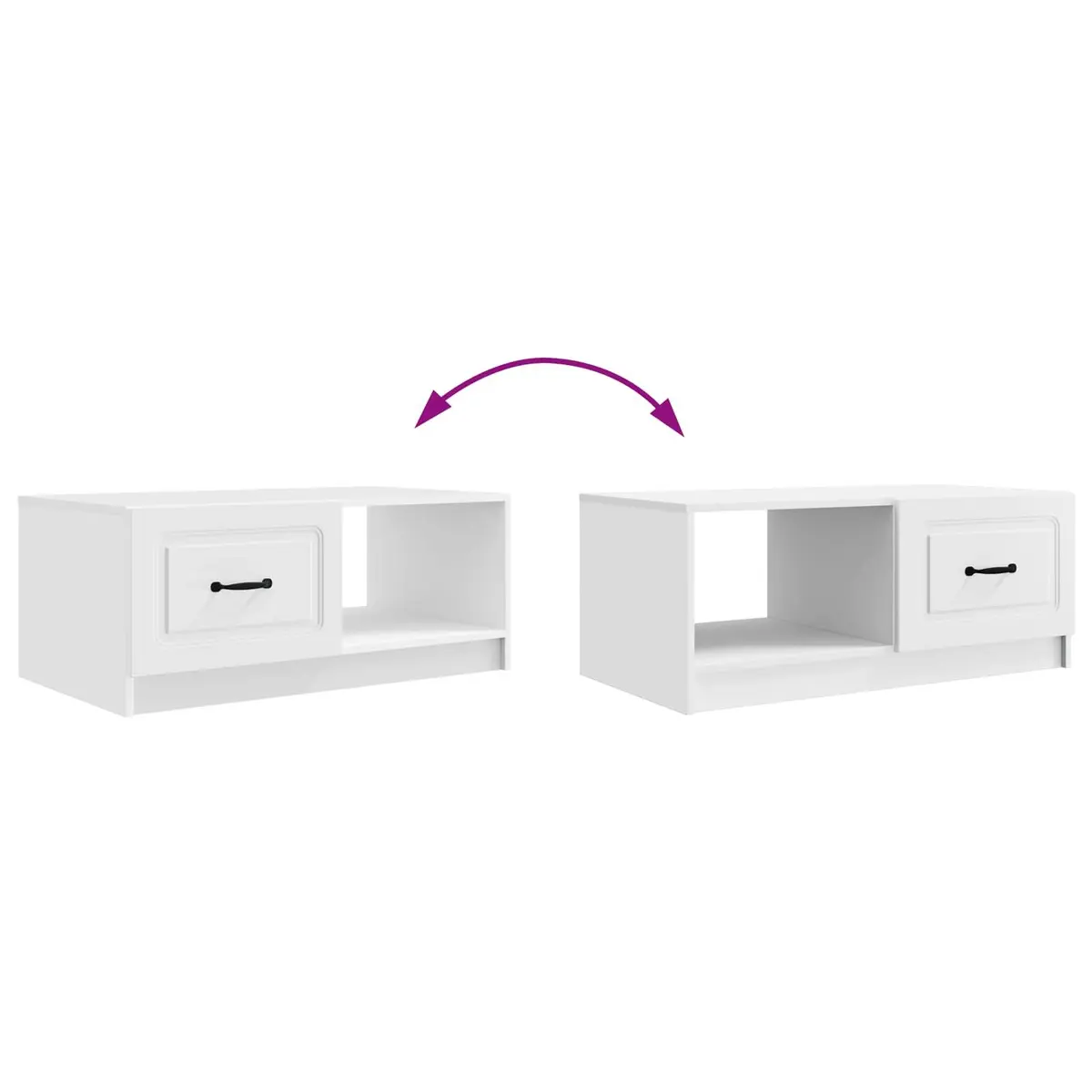 Coffee Table White 90 x 50 x 37 cm Storage Accent Table with Swing Doors