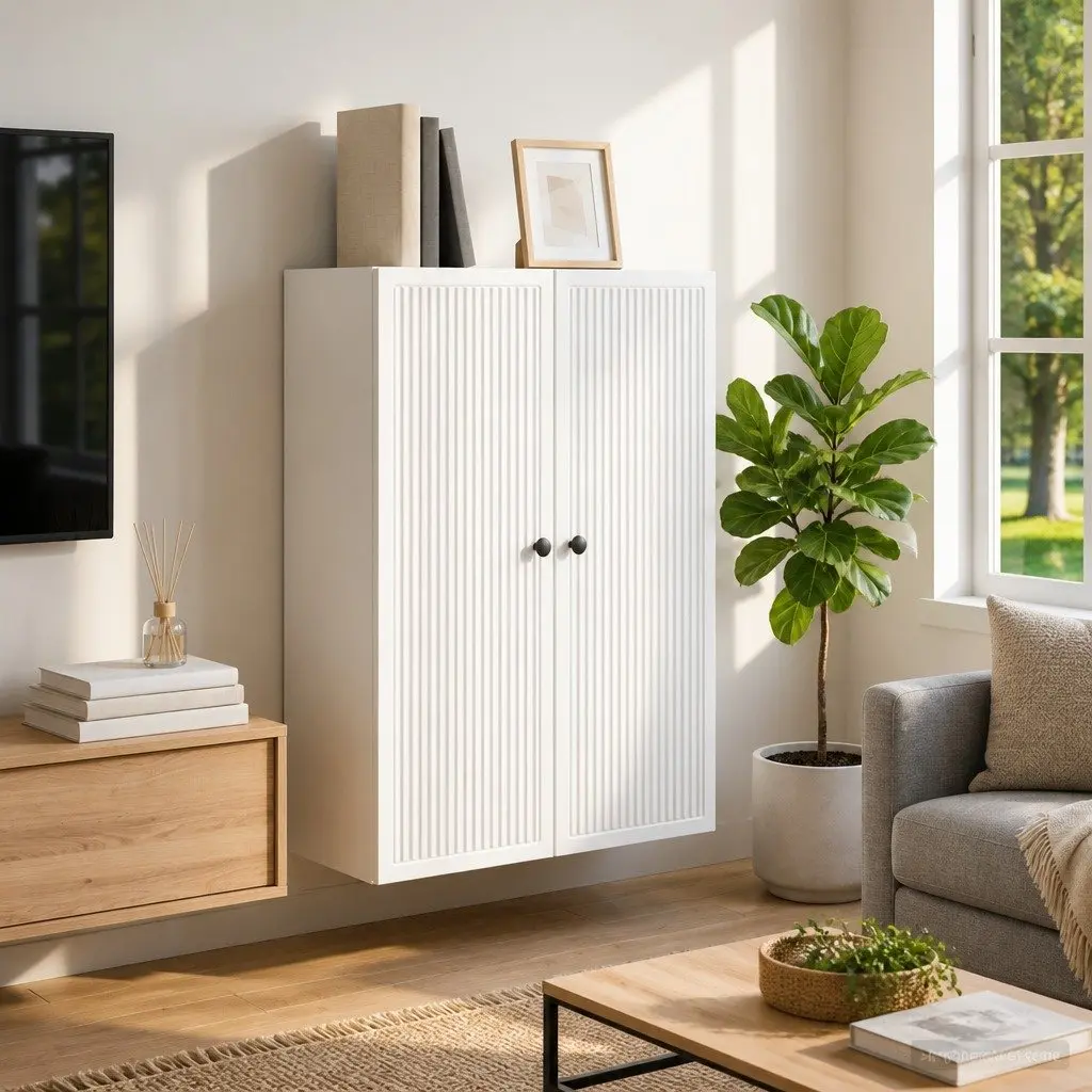 Wall-Mounted Storage Cabinet Living Room Vintage White Engineered Wood 66 x 34.5 x 90 cm