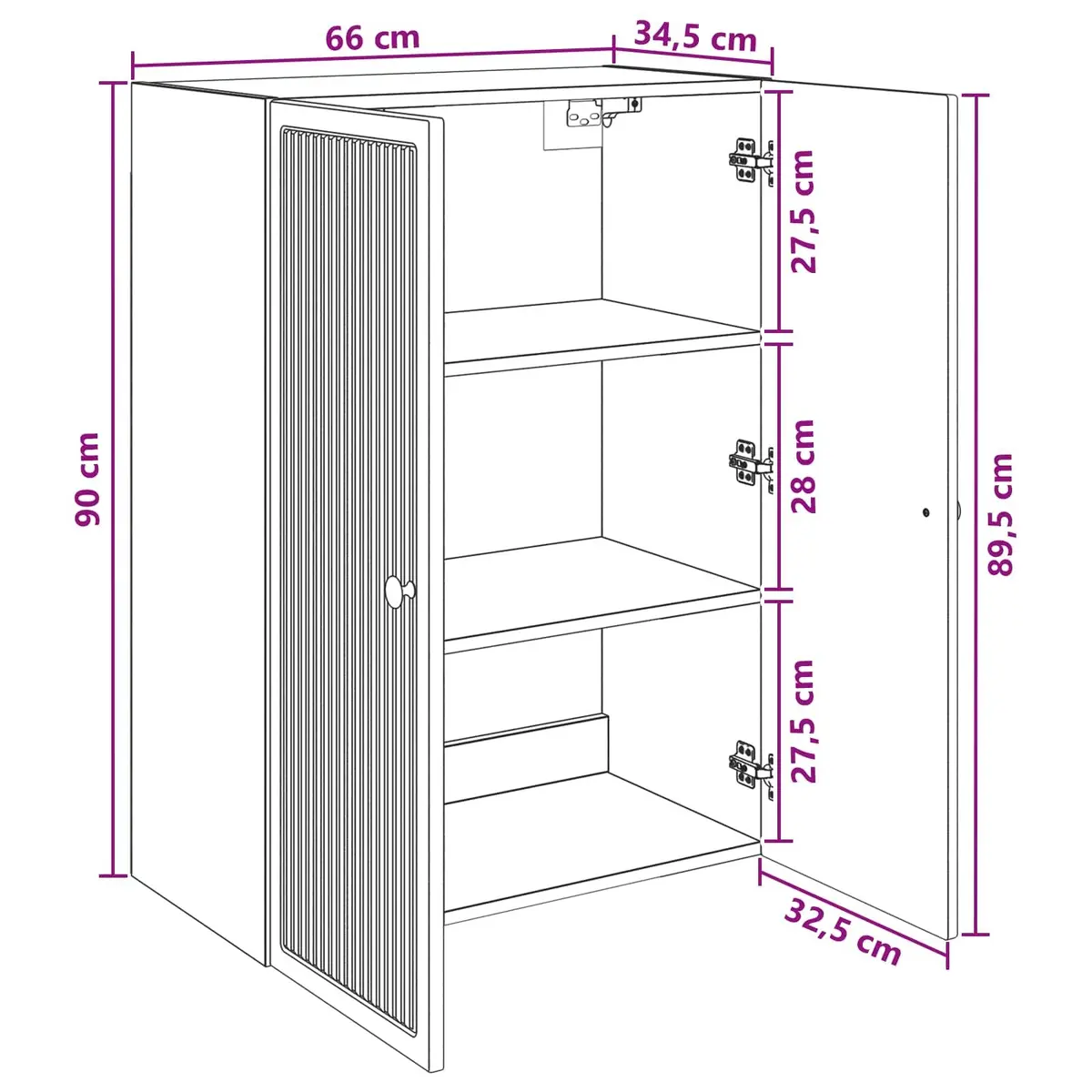 Wall-Mounted Storage Cabinet Living Room Vintage White Engineered Wood 66 x 34.5 x 90 cm